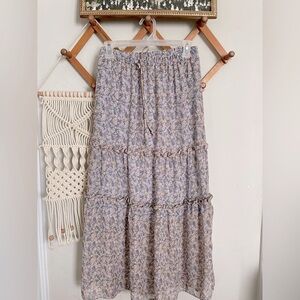 Sienna Sky long floral tiered prairie skirt size small cottage core modest
